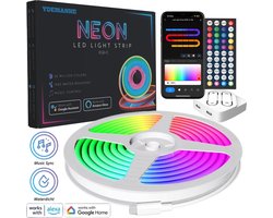 Smart Neon LED Strip – 3 Meter – RGBIC – 16 Miljoen Kleuren - Voor Binnen & Buiten - App & Afstandsbediening – Incl. Bevestigingsmateriaal