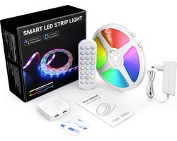 Strificate - SMART LED Strip 20 Meter - 1 x 20 Meter - Incl. Afstandsbediening & App - Zelfklevend - Dimbaar - Licht Snoer