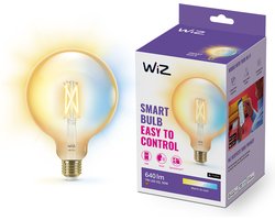 WiZ Globe Filament Slimme LED Verlichting - Warm- tot Koelwit Licht - E27 - 50W - 125 mm - Goud - WiFi