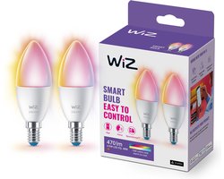 WiZ Kaarslamp 2-pack - Slimme LED-Verlichting - Gekleurd en Wit Licht - E14 - 40W - Mat - WiFi