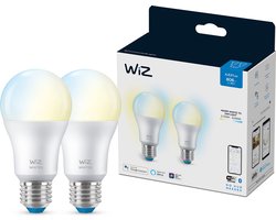 WiZ Lamp 2 pack Slimme LED Verlichting - Warm- tot Koelwit Licht - E27 - 60W - Mat - Wi-Fi