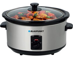 Blaupunkt Crockpot - Slowcooker - Elektrische Pan - 6.0L - Ovale Pan met Glazen Deksel - MEN00830 - Zwart