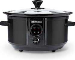 Brabantia BBEK1081MB Slowcooker - 3.5 Liter - 180 Watt - Warmhoudfunctie - Keramische Binnenpan - Zwart