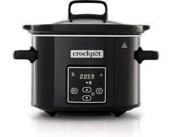 Crock-Pot Slowcooker met Timer - Slowcooker met 3 Warmtestanden - Elektrische Slowcooker met Uitneembare Keramische Binnenpan - Vaatwasmachinebestendig - 2,4 L - Zwart