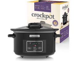 Crock-Pot Slowcooker met Timer - Slowcooker met 3 Warmtestanden - Elektrische Slowcooker met Uitneembare Keramische Binnenpan - Vaatwasmachinebestendig - 4.7 L - Zwart