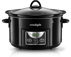 CrockPot Slowcooker met Timer - Slowcooker met 3 Warmtestanden - Elektrische Slowcooker met Uitneembare Keramische Binnenpan - Vaatwasmachinebestendig - 4,7 L - Zwart