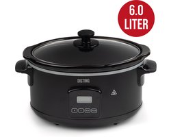 DistinQ Digitale Slowcooker 6 liter met Timer – Keramische binnenpan - Timerfunctie - Warmhoudfunctie