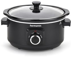 Hermanos® Slowcooker 3.5 liter - Keramische binnenpan - Zwart - SC01B