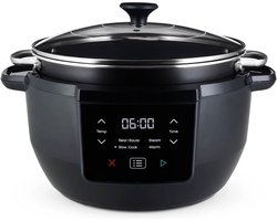 Instant Brands Slowcooker met Timer - Slowcooker met Stoomfunctie - Elektrische Slowcooker met Anti Aanbaklaag - 7.1 L/Zilver/10 personen