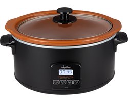 Jata JEOL2145 Slowcooker - Terracotta schaal met glazen deskel - LED scherm - 5 liter inhoud - 210 Watt