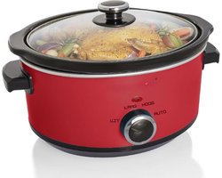 JB® Slowcooker - Slowcookers - Kooktoestel - 3 Warmtestanden - Vaatwasmachinebestendig - Glazen Deksel - Met Energiezuinige Functie - Cool Touch Handgrepen - Roestvrij Staal - Keramische Binnenpan - Met Temperatuur Indicator