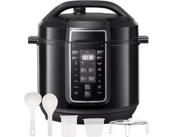 J&R Elektrische Snelkookpan - Snelkookpan - MultiCooker - Anti aanbak - 9 in 1 - 12 Standen - Zwart