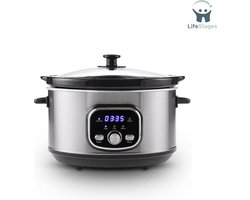 LifeStages - Slowcooker Met Timer - Slow Cooker - Keramische Binnenpot - Twee Temperatuurniveaus - Handmatige Tijdinstelling