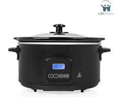 LifeStages - Slowcooker Met Timer - Slowcooker Digitaal - Keramische Binnenpot - Zwart