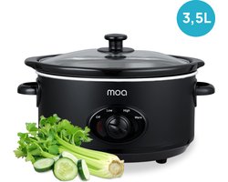 MOA Slowcooker - 3,5 liter - Keramische Binnenpan - Zwart