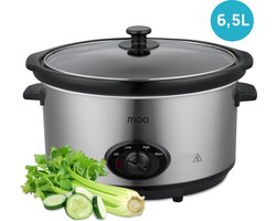 MOA Slowcooker - 6,5 liter - Keramische Binnenpan - Zilverkleurig - SC65