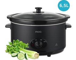 MOA Slowcooker - 6,5 liter - Keramische Binnenpan - Zwart - SC65B