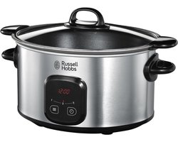 ‎Russell Hobbs Slowcooker met Timer - Slowcooker met 3 Warmtestanden - Elektrische Slowcooker met Antislipvoetjes - 6 L/Zilver/8 personen