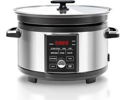 Slowcooker Met Timer – Slowcookers Met Vertragingsfunctie – 4-in-1 Slow Cooker – Multicooker Met Antiaanbaklaag – Rijstkoker 5L Capaciteit - 35,56 x 35,56 x 48,26 cm