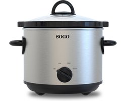 SOGO Slowcooker Geschikt voor 4 Personen - 3 Liter - 3 Kookfuncties - 170W - RVS