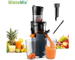 BioloMix - SlowJuicer- Vruchtensapmachine- 78mm Toevoergoot, 200W 40-65RPM Krachtige Motor Langzame Masticating Sapcentrifuge - Geschikt voor Hele Vruchten