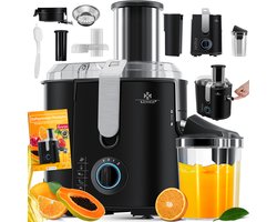 KESSER® Slowjuicer - Sapcentrifuge voor Fruit en Groenten 1100W Sap Juicer met 2000ml Pulpcontainer en 1000ml sapreservoir - Zwart / Zilver