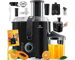 Luxe Slowjuicer – Sapcentrifuge Groenten en Fruit – Blender – Roestvrij Staal – Automatisch Schoonmaken – Instelbare Snelheid – 1100W – Zwart