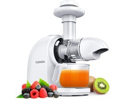 Slow Juicer BPA-vrij voor groenten en fruit, professionele sapcentrifuge met sapkan, omkeerfunctie, stille motor met toerental 70 omw/min, wit, kunststof