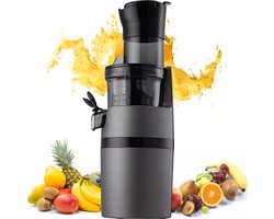 V&M Healthy Slowjuicer - 800 ml sapbeker - BPA vrij - Brede XL 78mm invoer - Antraciet