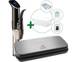 Sous vide bundel met Wartmann 1507(1300W) sous-vide stick - Ziva Onetouch vacuümsealer - Extra groot (24 liter) waterbak reservoir- handige accessoires!