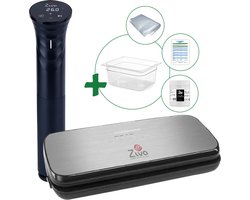 Sous vide bundel met Ziva Savant (1200W) sous-vide stick - Extra groot (24 liter) waterbak reservoir - Ziva OneTouch vacuümsealer - handige accessoires!