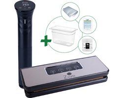 Sous vide bundel met Ziva Savant (1200W) sous-vide stick - Ziva Easyvac vacuümsealer - Klein(7 liter) waterbak reservoir- handige accessoires!