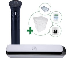 Sous vide bundel met Ziva Savant (1200W) sous-vide stick - Ziva Slimtouch vacuümsealer - Groot(18 liter) waterbak reservoir - handige accessoires!