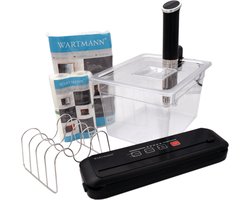 Wartmann Sous Vide Set - 1508 stick, Vacuümmachine, Vacuümzakken, Vacuümrollen, Waterbak, Rekje, Deksel en Sous Vide Kookboek (E-Book)