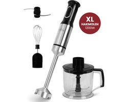 Casina Kitchen ® Staafmixer Set - Mixer 4-in-1 - Hakmolen XL - 1200 Watt - Garde - Maatbeker - 800ML - RVS