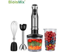 Directly BioloMix - Staafmixers 4 In 1 - Staafmixer Set - Handmixer - 1200W - Elektrische Onderdompelingsmixer - Inclusief Slijpmachine En Beker - Roestvrijstalen Ijsbladen