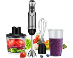 Draadloze Staafmixer Set - Hand Blender met Hakmolen - Inclusief Maatbeker - 1200W