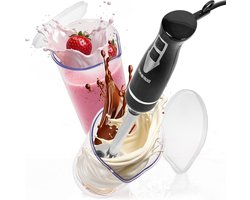 Elektrische Handblender Staafmixer 350W - Pureerstaaf met Roestvrijstalen Lemmet - 2 Maatbekers van 600 ml - 2 Snelheden - Ergonomische Handmixer - Ideaal voor Soep Gebak Puree Fruit Groenten