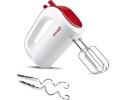 Elektrische handmixer 170 W garde van roestvrij staal - room kloppen eiwitten - turbo-functie haak - zoet zoutdeeg - 5 snelheden - wit rood