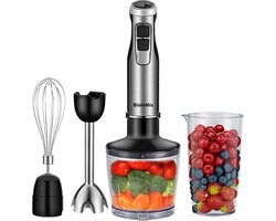 Gran Vida® - 4-in-1 Staafmixer Set - Blender, Smoothiemaker & Handmixer - 500ml Hakkom, 600ml Mengbeker, Garde & Roestvrijstalen IJsmes