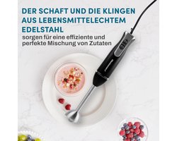 Immersion Hand Blender 500 Watt 2 Speed Mix - Roestvrij Stalen Bladen - Demonteerbare Wandstickmixer - Smoothies Babyfood Soup - Zwart