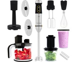 JAP Appliances ForceBlend F3 - 7in1 Staafmixer set (1500W) - Inclusief foodprocessor, maatbeker, spiraalsnijder, garde en klopper - Voor soep, vlees, smoothies en baby hapjes - Zwart/RVS