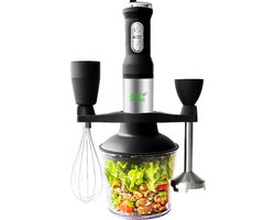 Just Vegan, 6-in-1 Staafmixer – 1200W – zwart - Ceravegan – hand blender – duurzame keukenhulp