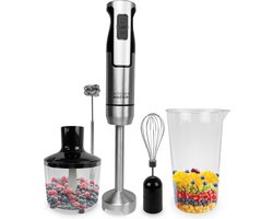 KitchenMasters Staafmixer Set - Hakmolen, Garde & Melkopschuimer - Mixer 5-in-1 - 1000W - 7 snelheden