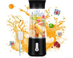 Mini-blender 500 ml - Draagbare mixer zwart - USB-oplaadbaar - Smoothiemaker voor keuken fitnessstudio - Draagbare mini-mixer voor outdoor kantoor - Thuis camping en reizen