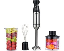 MOA Staafmixer Set - Hakmolen - Garde - 750ml Maatbeker - 3-in-1 Mixer - 20 Snelheden + Turbo - RVS