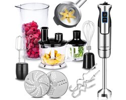 Multifunctionele Staafmixer Set – Met Hakmolen & Garde – Blender Smoothie – Instelbare Snelheid – 1,5L Capaciteit – 1200W