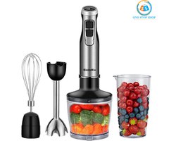 4-in-1 Staafmixer Set - Hakmolen - Hand Blender - 6 snelheden - 1200W - Incl. Accessoires