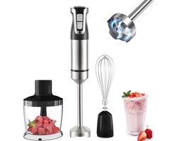 Royalty Line® ESMS800 Staafmixer - 3 in 1 Staafmixer Set - 800W - Hakmolen - Blender - Krachtig Staafmixers - Handmixer Met Garde en Snelheidsinstellingen - RVS / Zwart