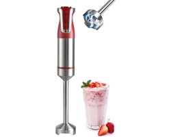 Royalty Line® ESTM800 Staafmixer - Krachtig Motor - 800W - RVS - Blender - Handmixer - Met 20 Snelheidsinstellingen en Turbo Functie - Rood